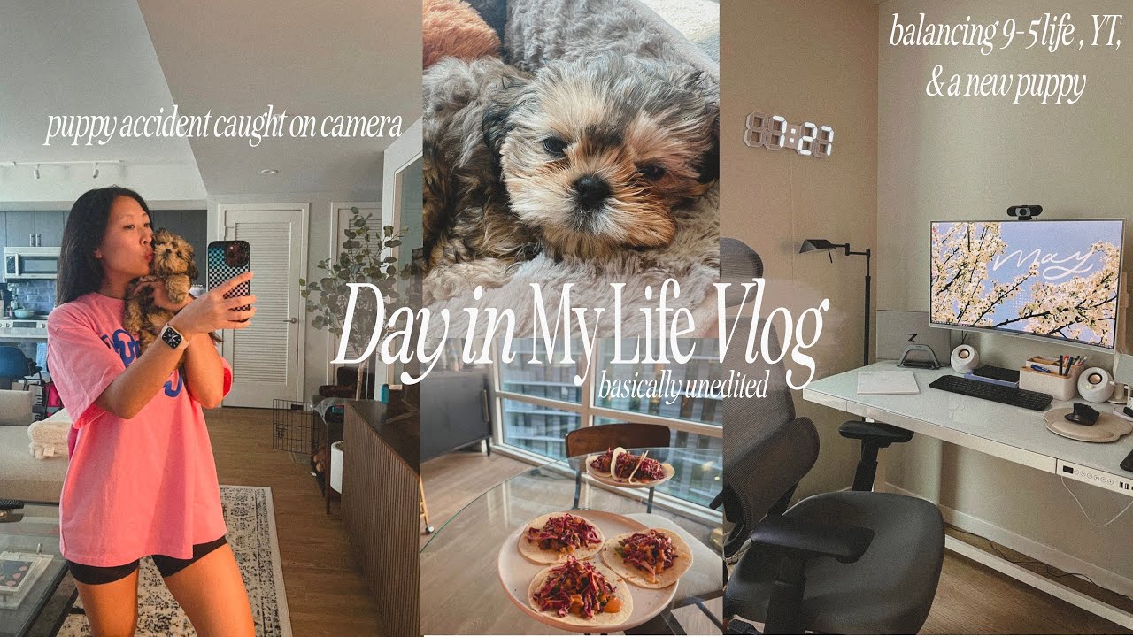 DAY IN MY LIFE BASICALLY UNEDITED: 9-5 life tips, new puppy, finding the one, puppy accident CAUGHT