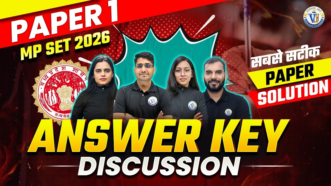 MP SET Exam Answer Key | MP SET Exam Paper Sulution | MP SET Exam Analysis | By Vision JRF