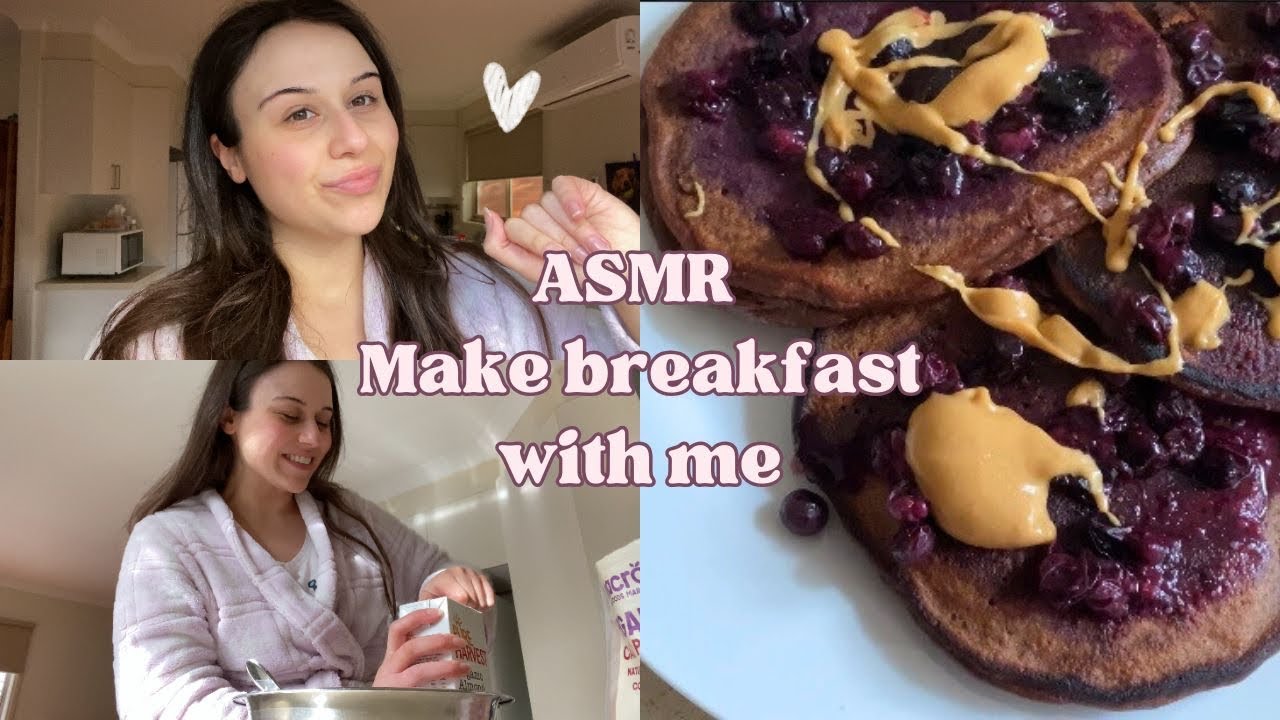 ASMR Make Breakfast With Me ✨Choc Banana Pancakes 🥞🍫🫐 (voiceover)