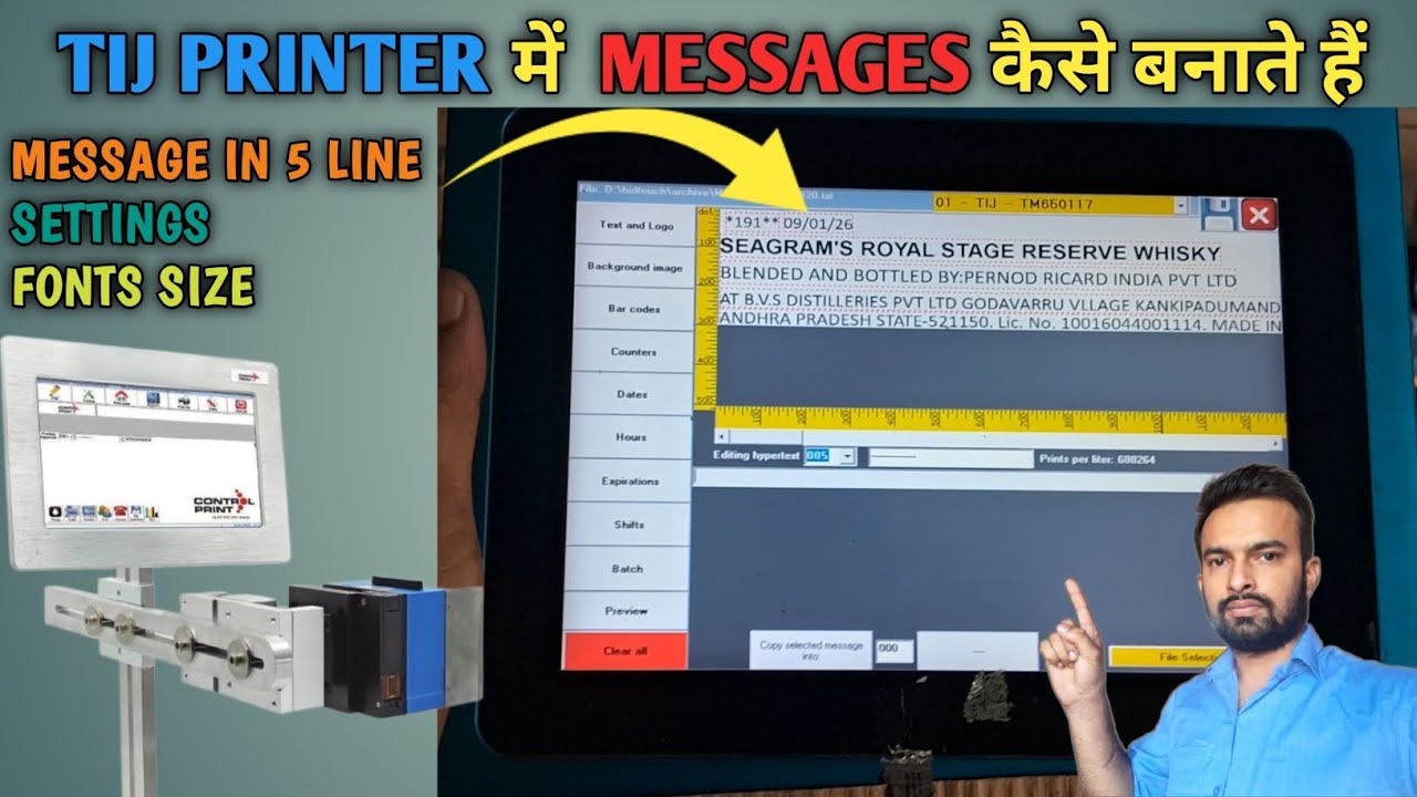 Control print tij printer | Tij printer codeing setup, Tij printer message setup