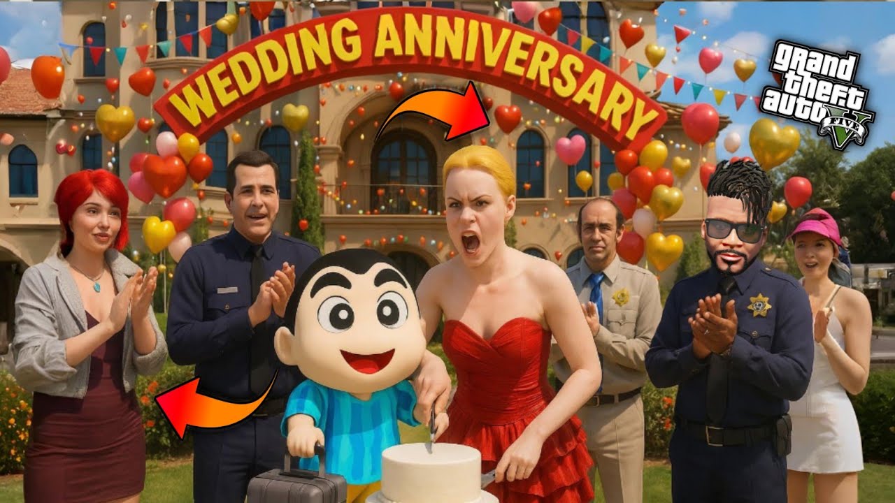 GTA 5: Franklin Celebration Wedding aniversary Of Buisnessman Shinchan With His Wife 🍻💍👰🏻Ps Gamester