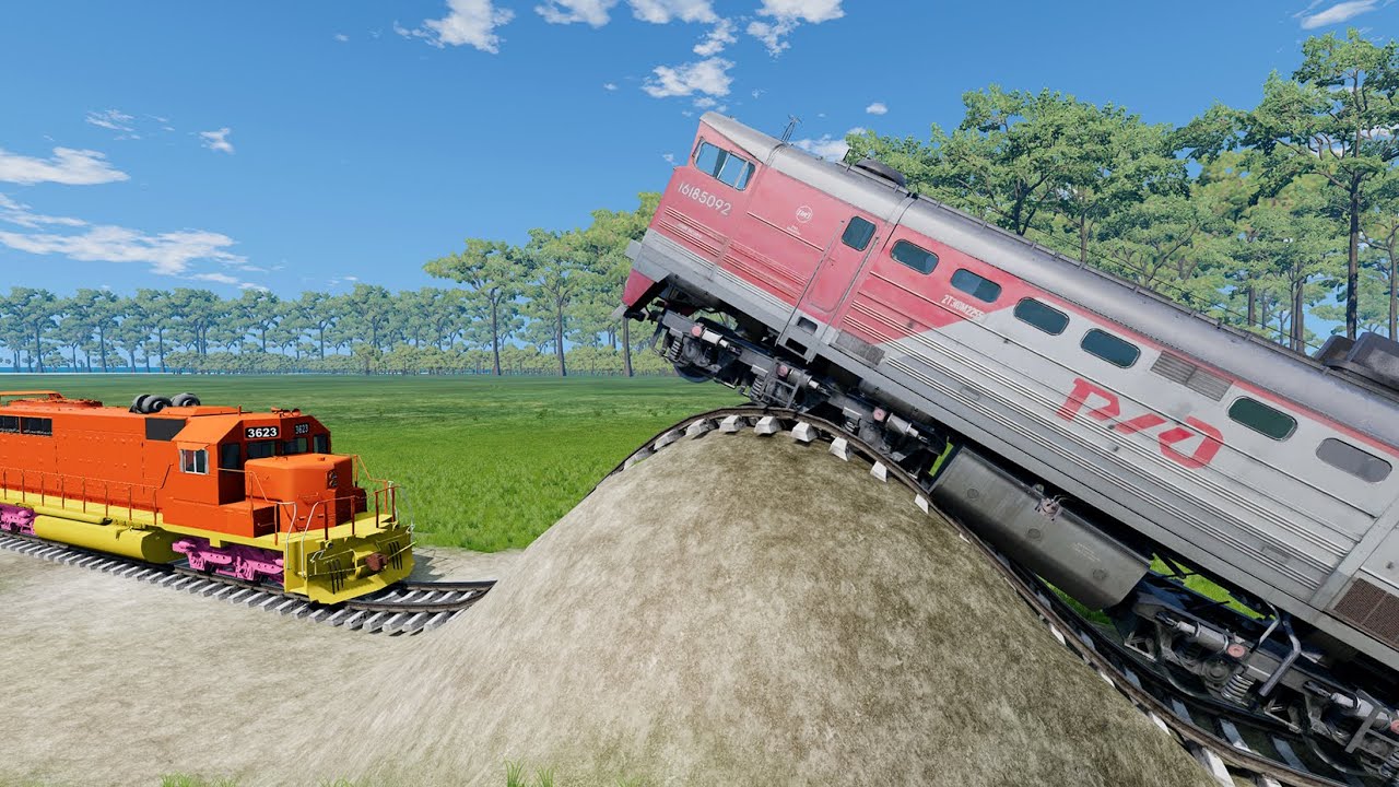 Trains Vs Bulged Rail #51 - Beamng.Drive