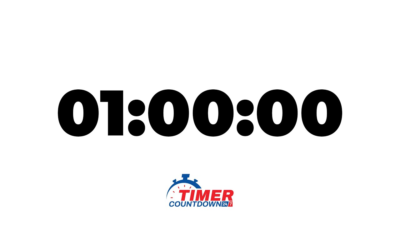 1 Hour Timer | White Screen Countdown with Alarm
