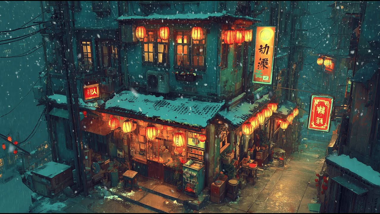 Late Night Snow Study Session 🎧 relaxing lofi hip hop for calm winter focus time | Rainy Ryokan