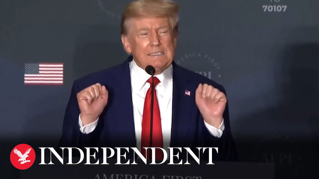 Donald Trump grunts and groans during rant about trans athletes