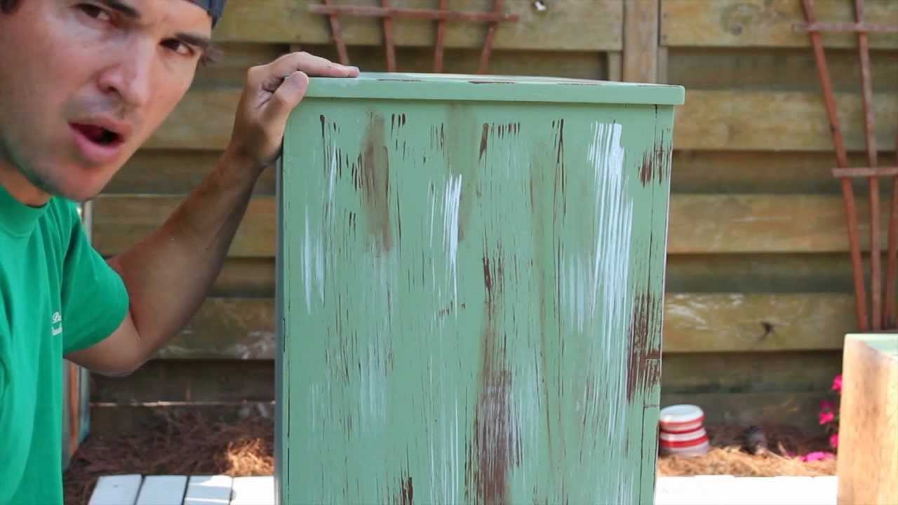 How-to Paint/Distress/Antique Furniture: Project 1 painted green, refinished, and distressed