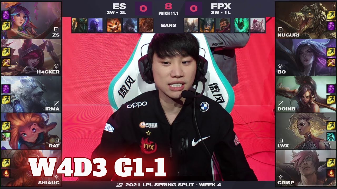 ES vs FPX - Game 1 | Week 4 Day 3 LPL Spring 2021 | eStar vs FunPlus Phoenix G1