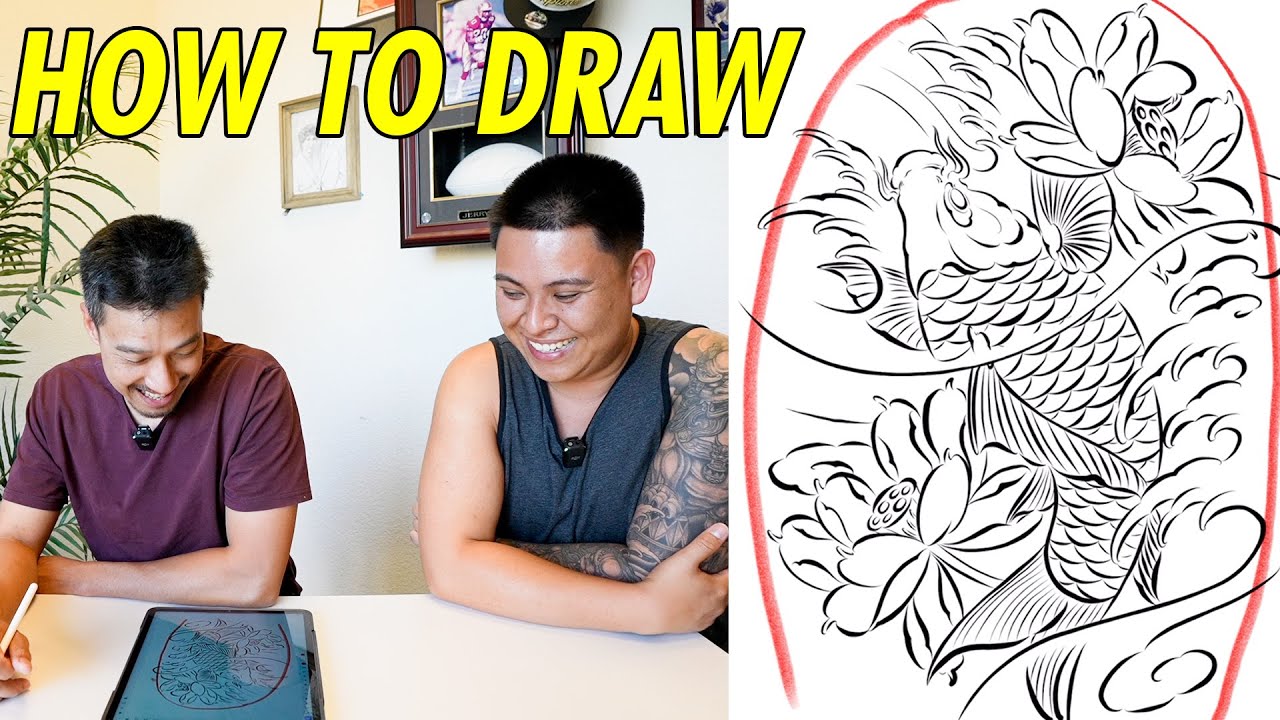 HOW TO DRAW A  KOI FISH TUTORIAL *TATTOO JOURNEY - EPISODE 14*