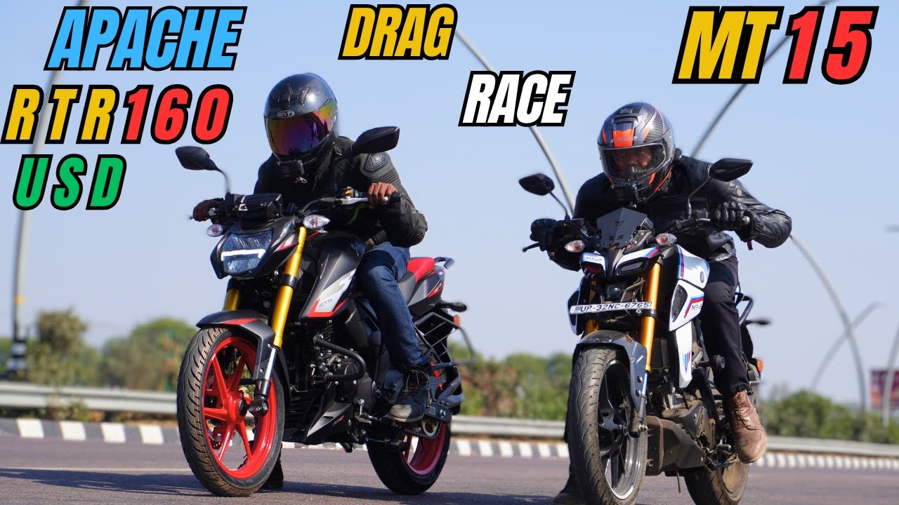 New Apache RTR160 4V vs Yamaha MT15 Drag Race 🔥🔥