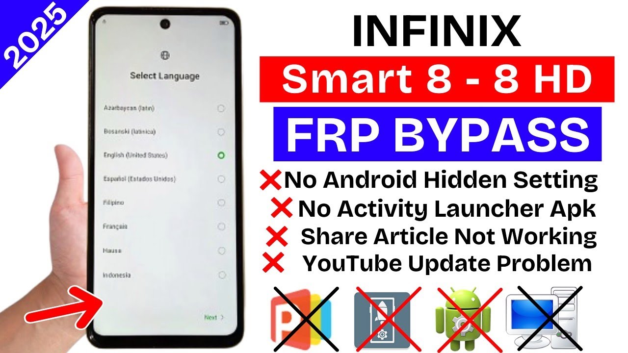 Infinix Smart 8 | 8 HD Google/Frp Bypass Without Pc | Android Hidden Setting App Not Working 2025