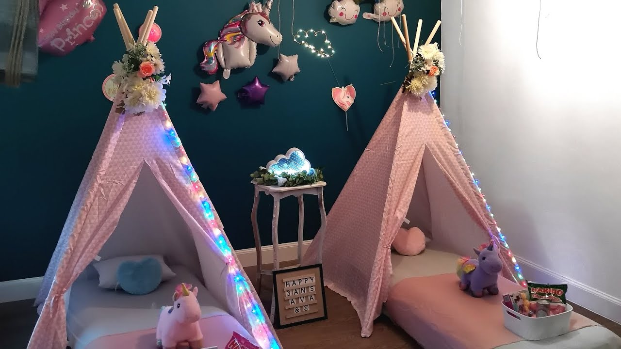 préparation anniversaire /pyjama party//🦄licorne //décoration //gros déménagement