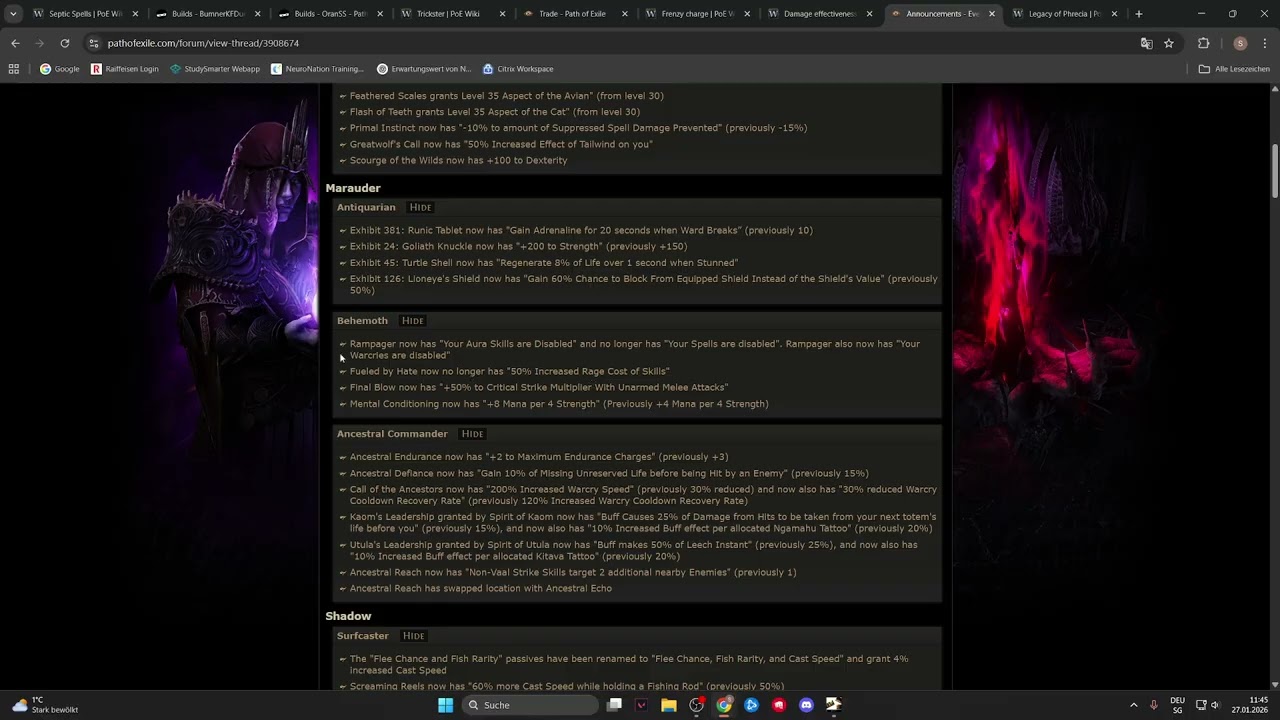 League Start Options for Legacy of Phrecia PoE1 with Patch Note included
