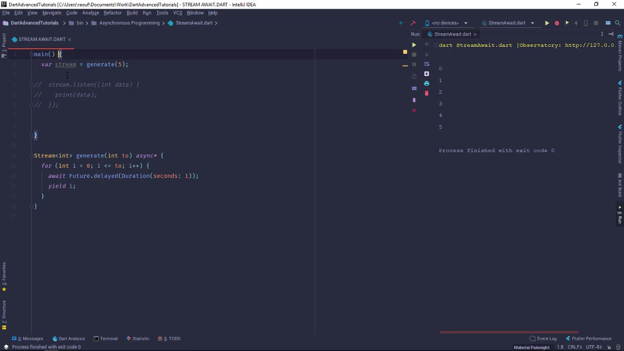 Asynchronous programming in dart - Async* generator بالعربية