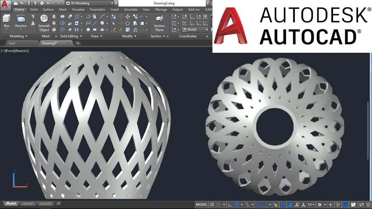 HOW TO MAKE 3D LAMPSHADE IN AUTOCAD 2018