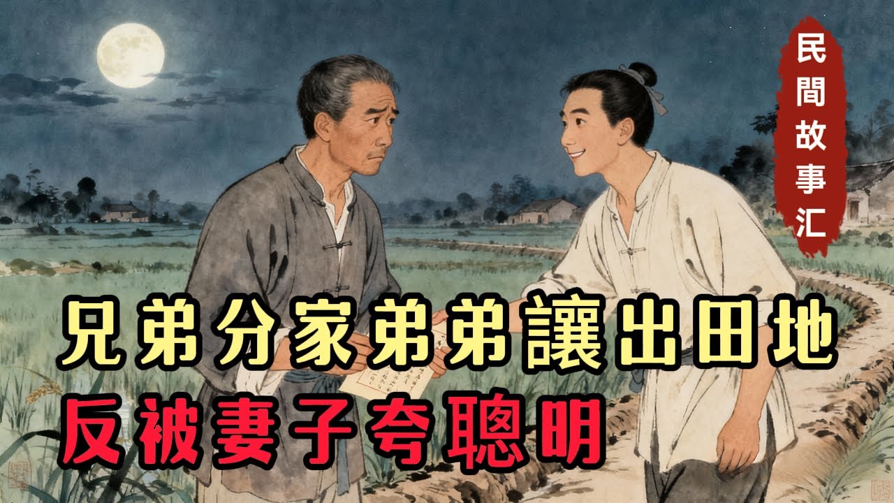 兄弟半夜分家，弟弟主動讓出田地，妻子卻夸他聰明。三年後，哥哥後悔極了！#民間故事