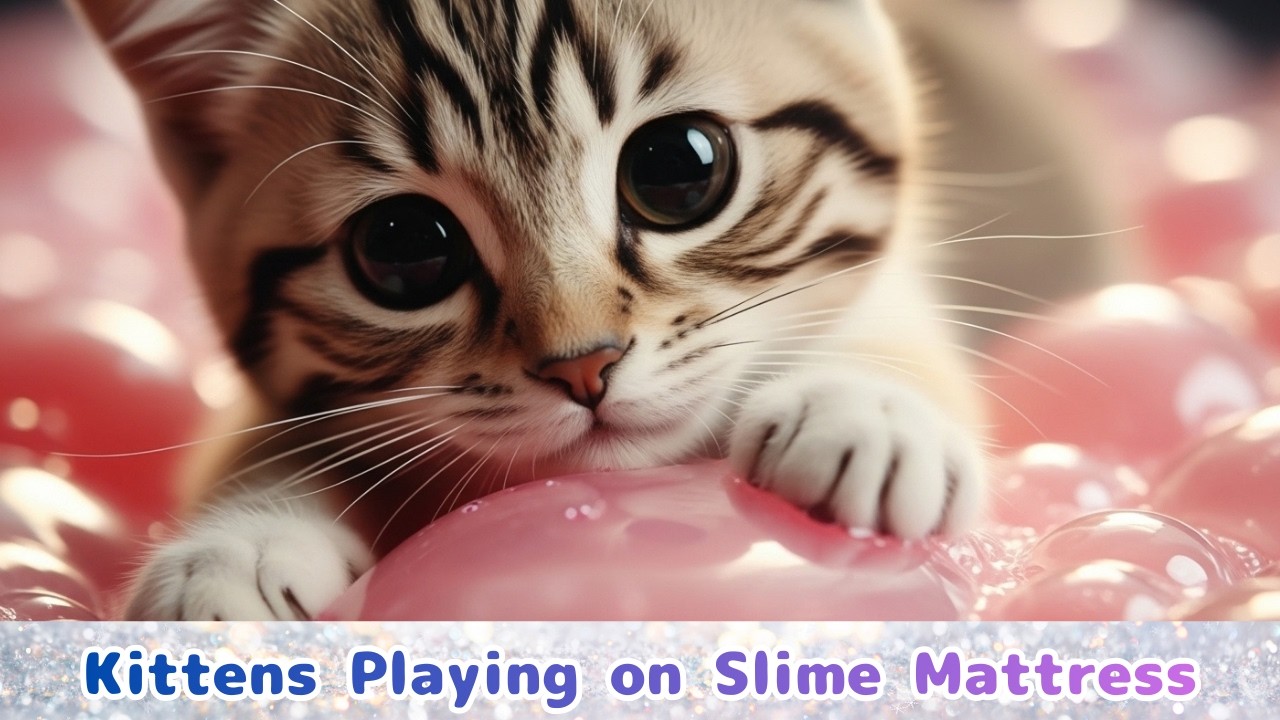 🐾 ASMR Kittens Playing on Slime Mattress | Soft Paws & Jelly Sounds for 1 Hour 🐱✨