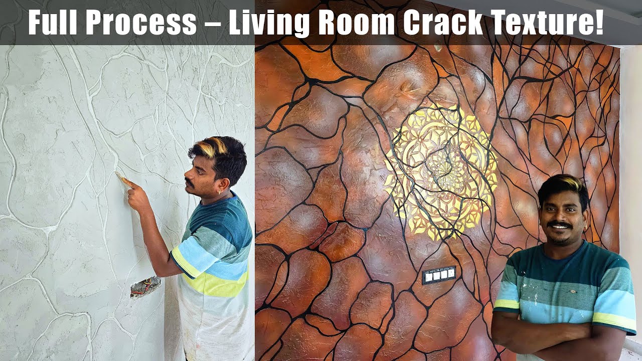 Living Room Crack Texture Design with Wall Putty &ndash; Full Tutorial
