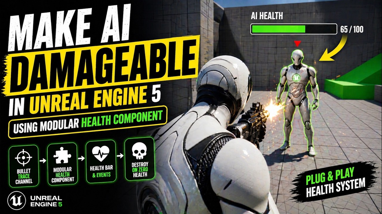 Сделайте ИИ уязвимым для повреждений в Unreal Engine 5 с помощью модульного компонента здоровья.