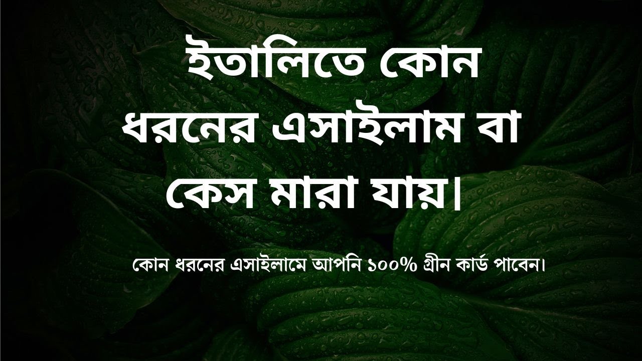 ইতালিতে কোন ধরনের কেস দিয়ে আশ্রয় পাওয়া যায়। #asilo