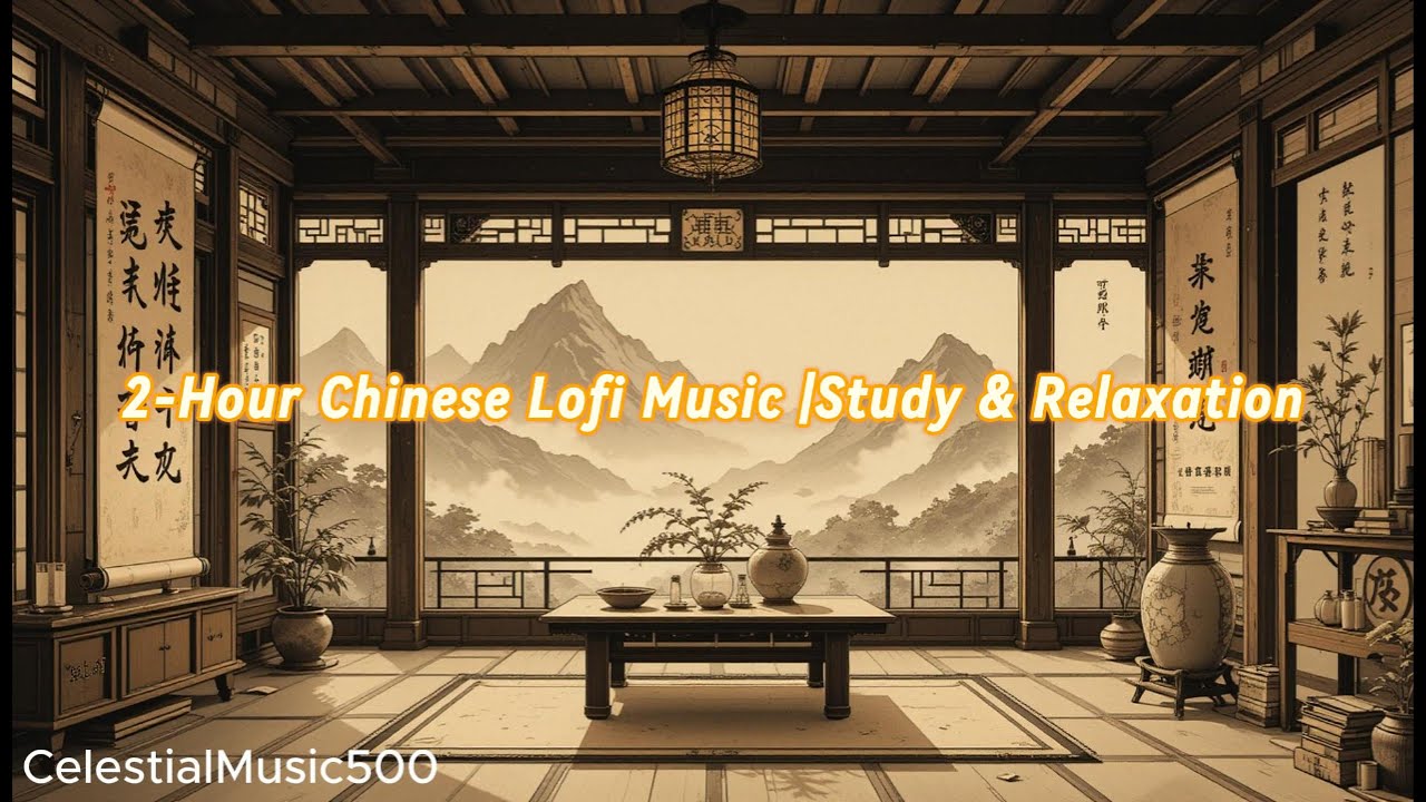 2-Hour Chinese Lofi Music | Ink Wash Study Room | Study, Relaxation & Meditation