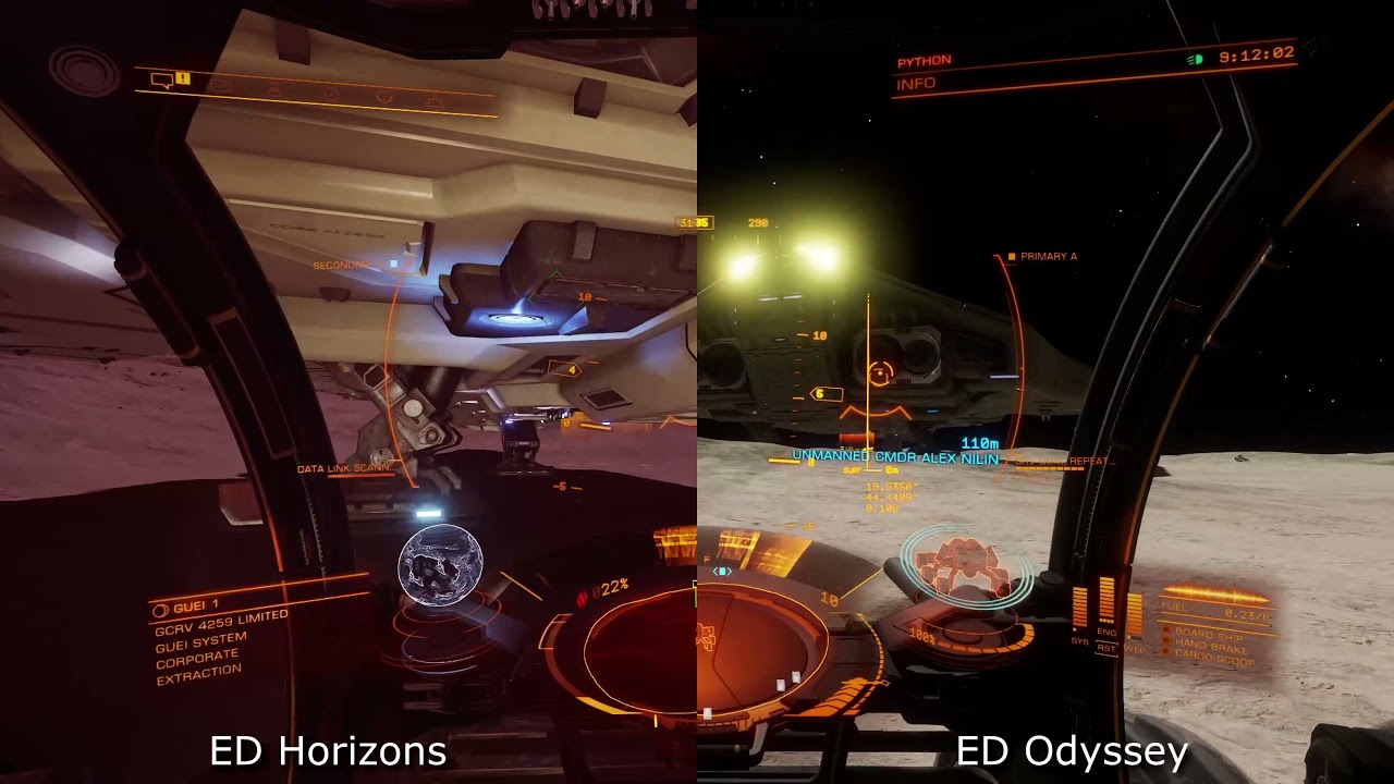 Elite Dangerous Odyssey vs. Horizons Graphics Comparison Side by Side [ULTRA 1080p 60fps]