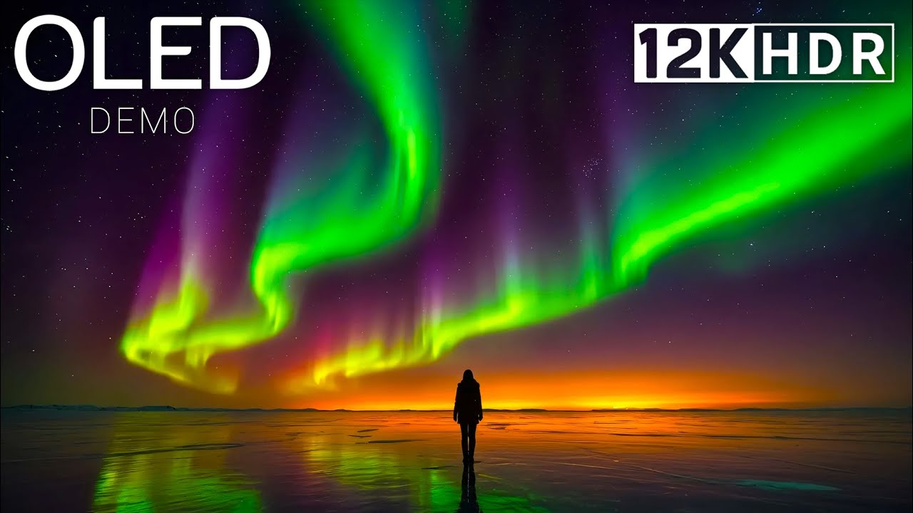 Aurora Borealis OLED Demo l HDR 12K Ultra HD Dolby Vision 60fps l Purple Aurora Borealis