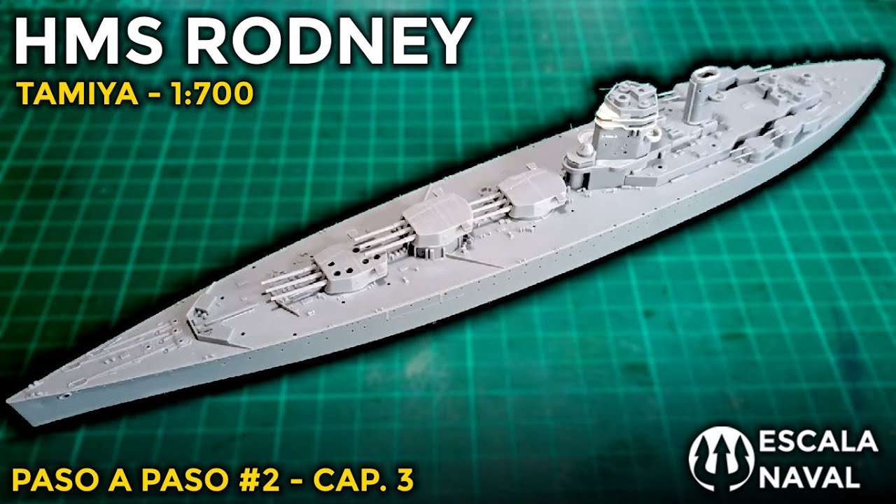 HMS RODNEY - TAMIYA - 1:700 | MAIN GUNS AND FUNNEL ASSEMBLY | STEP BY STEP #2 - CHAPTER 3