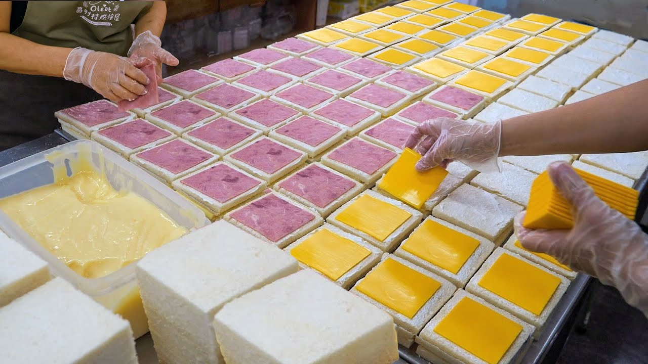 Soft and Tasty！Amazing Bread Making Process, Ham Sandwich Making/ 驚人的吐司製作過程,大量火腿三明治製作-Taiwanese Food