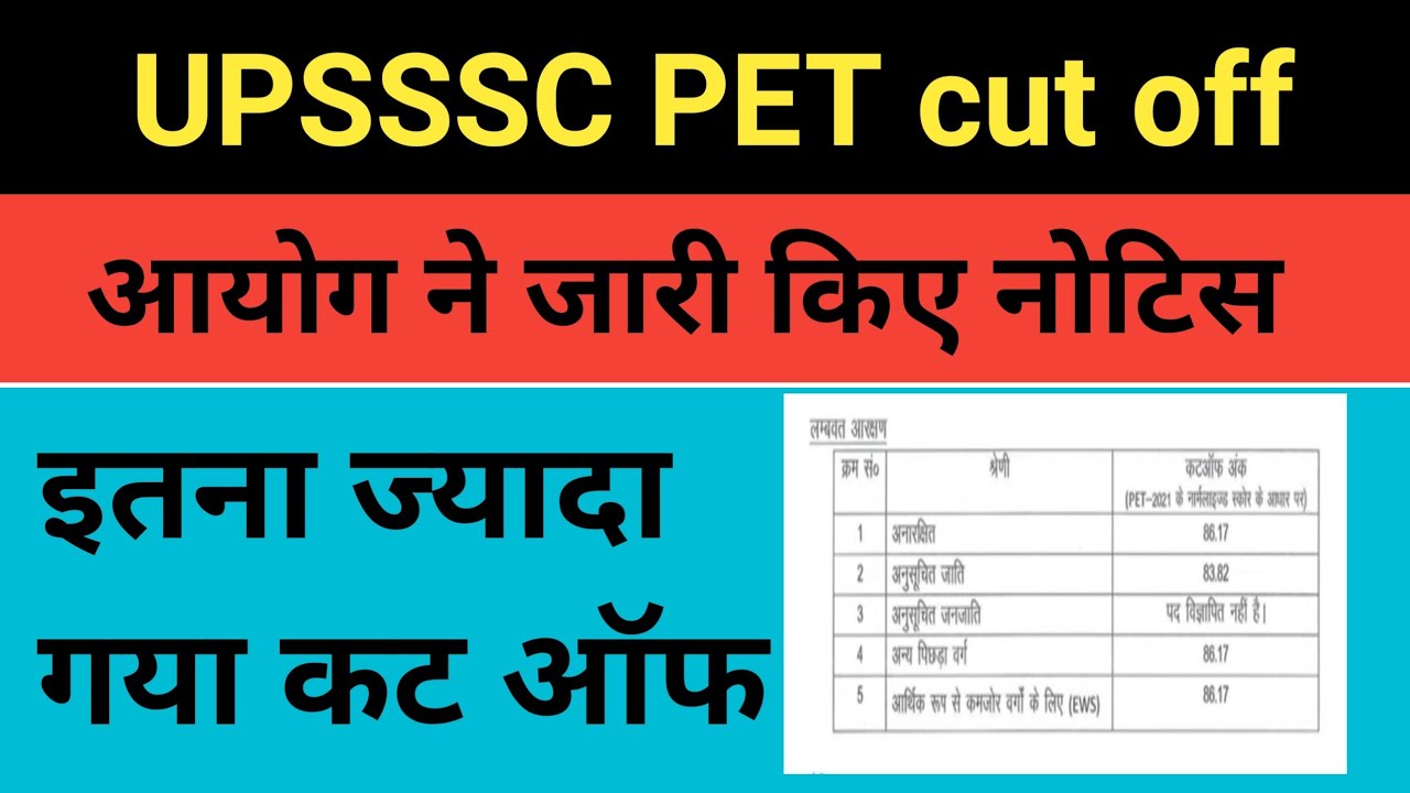UPSSSC Supply Inspector PET Cut Off | UPSSSC LDA UDA PET Cut Off | UPSSSC Lower PCS PET Cut Off