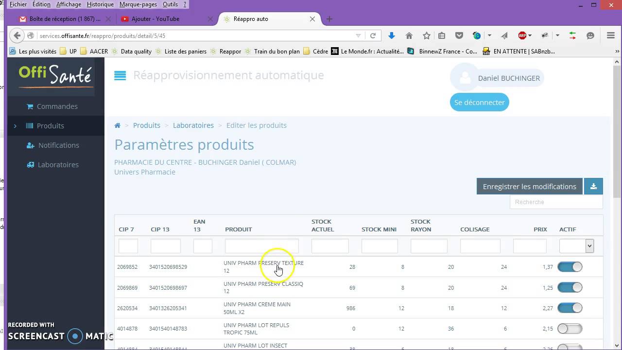 [Reappro] - param&eacute;trer mes produits