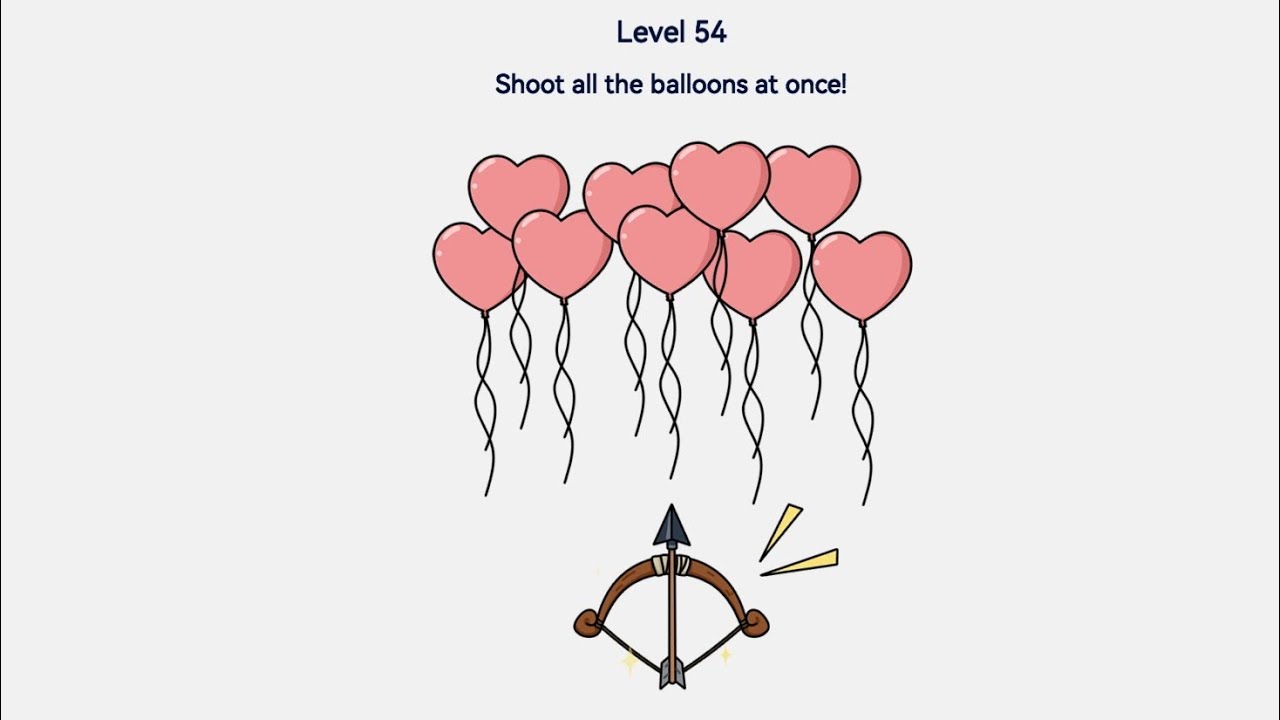 Brain Out 2 Level 54 Shoot all the balloons at once Walkthrough Solution