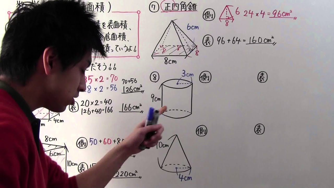 【中1 数学】中1-82 立体の表面積