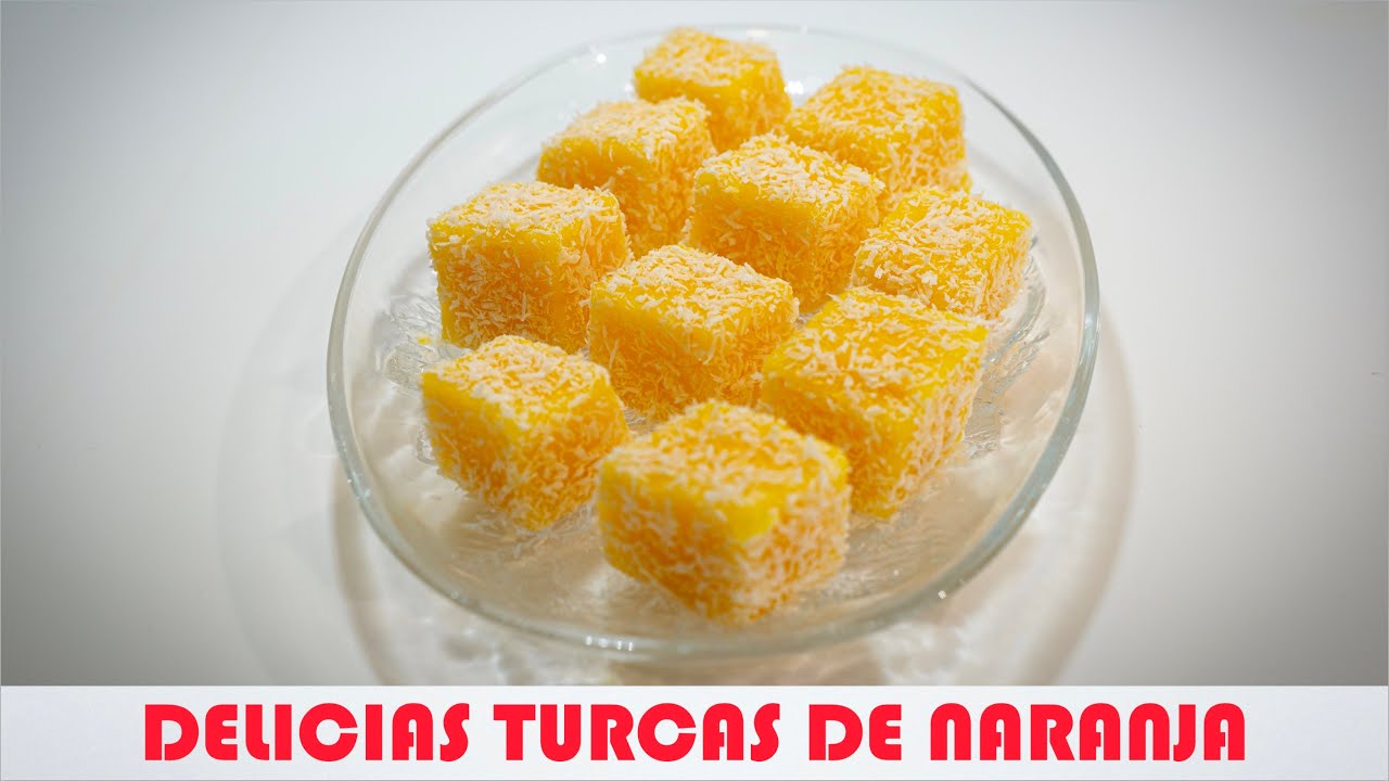 DELICIAS TURCAS de Naranja sin Gluten con 3 ingredientes Dulce de naranja para celíacos 🍊 🍊 🍊  🍬 🥥🧡