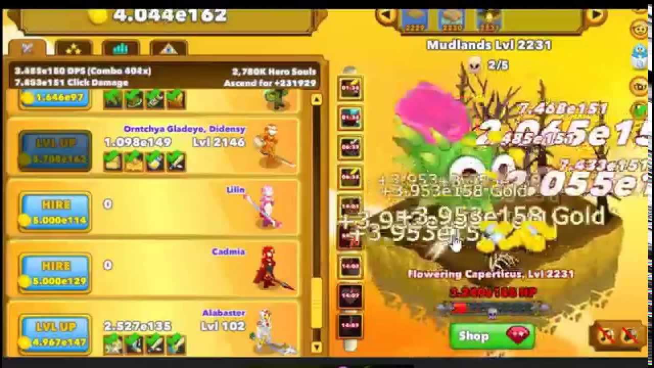 Clicker Heroes - Ruby Shop - Timelapse, Quick Ascension and Gilded Heroes