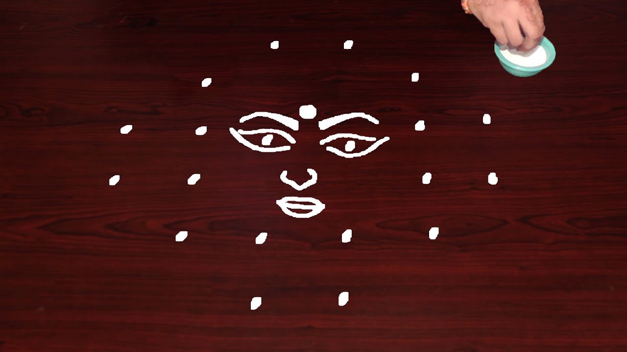 DURGA RANGOLI DESIGNS WITH 6X2X2 DOTS FOR DUSSEHRA SPECIAL USE SIEVE FOR BEST DESIGN RANGOLIS