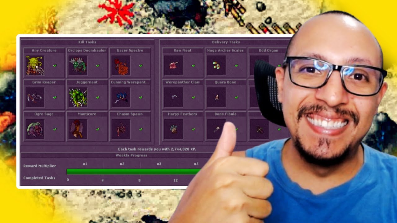 TIBIA - HUNTING TASK EP 16 - TERMINEI TODAS AS TASKS BEM R&Aacute;PIDO, SEMANA F&Aacute;CIL 🤣