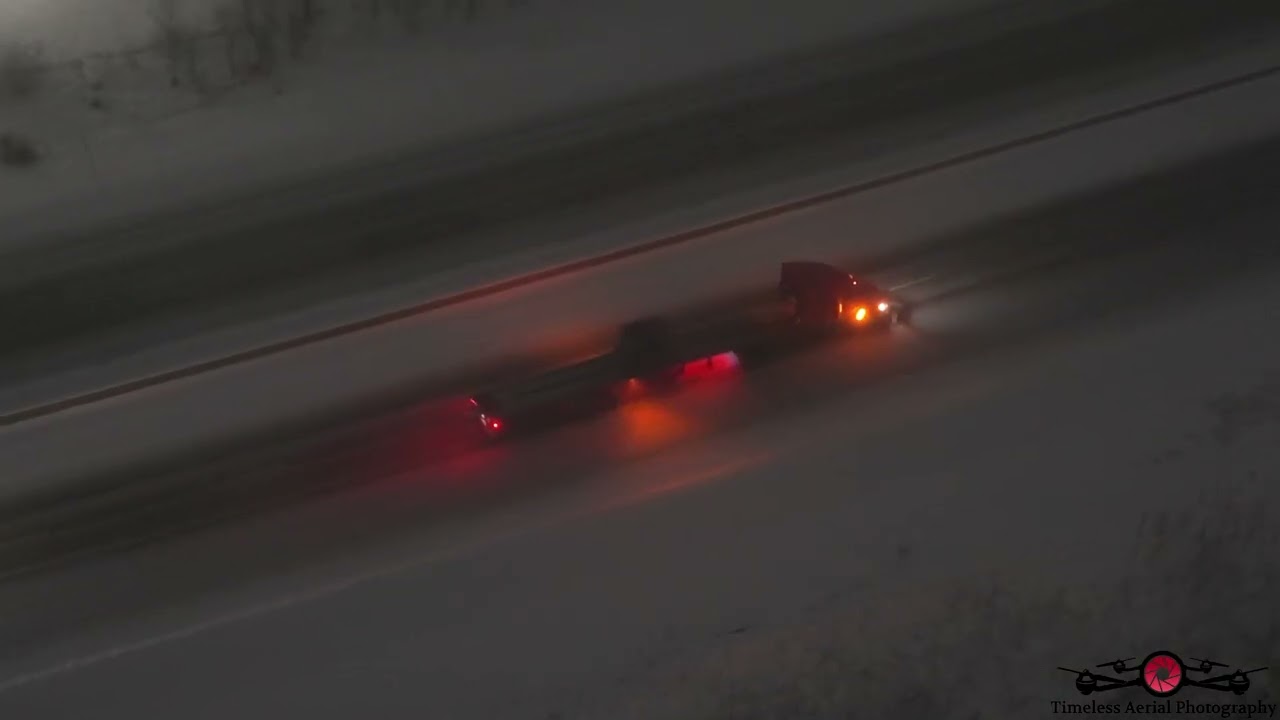 WHITEOUT! Wall of Snow Sweeps Across I-94 in Portage, Indiana Must See Snow Squall 4K Drone Footage