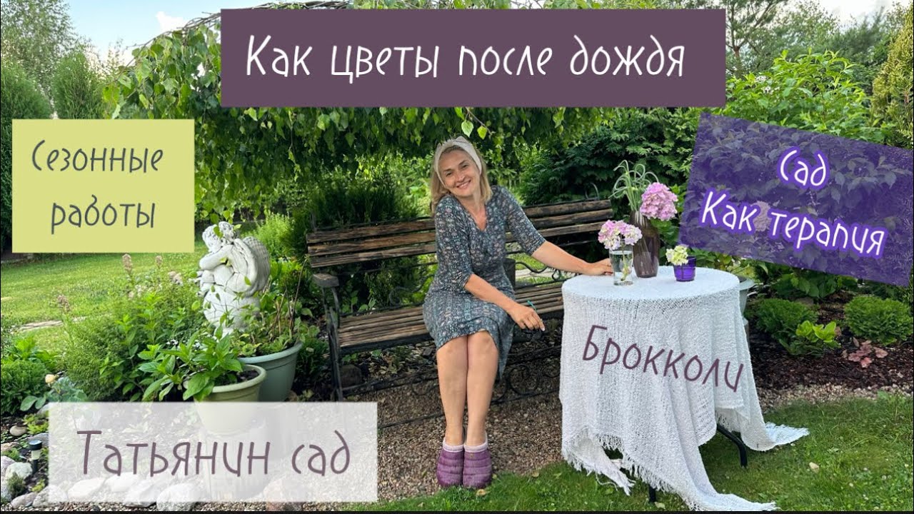 Сезонная работы в саду в июне. Цветы после дождя.Территория удовольствия. Ланшафт моего сада.