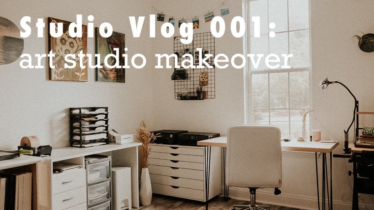 Studio Vlog 001 ☆ Art Studio Makeover, Tour w/ Voiceover, Chill Vibes ☼ Katherine Schiller Art