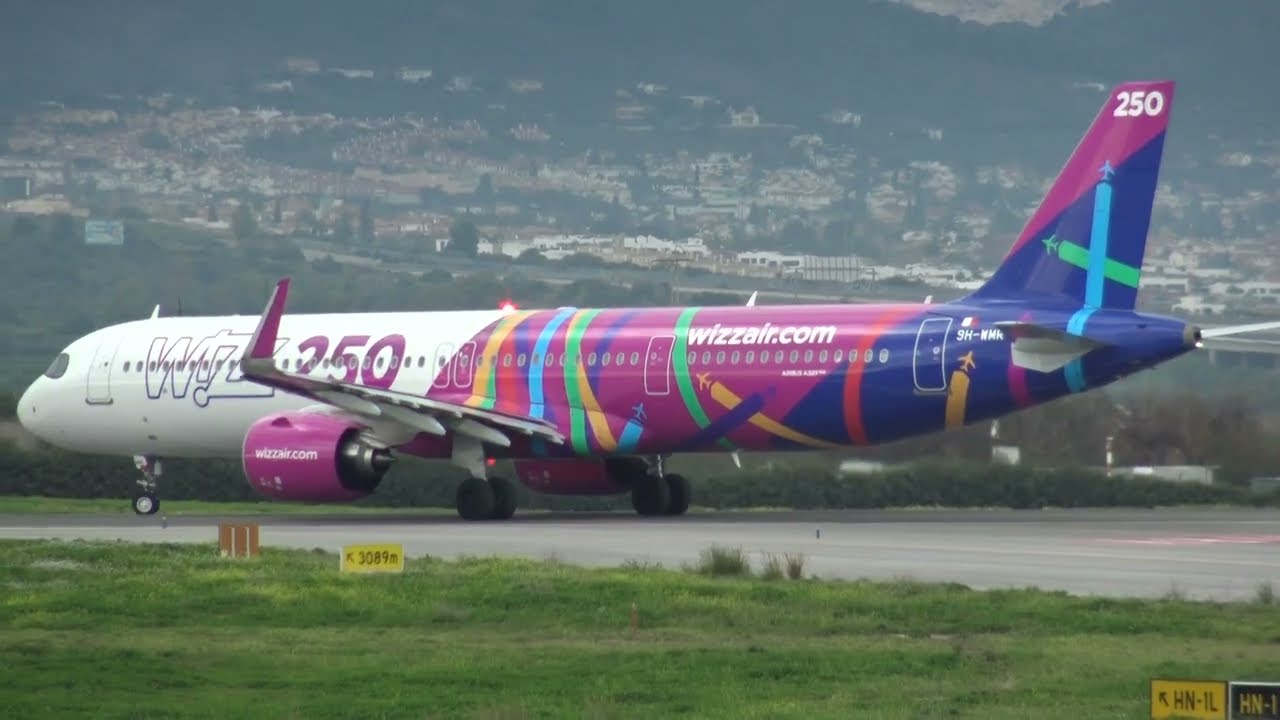 Wizz Air Airbus 321Neo 9H-WMR Taxing Malaga LEMG 250th LIVERY