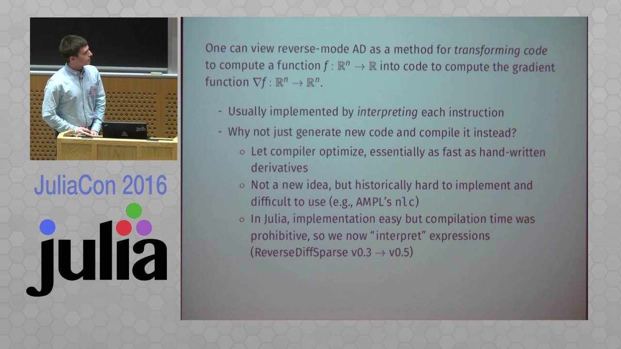 Automatic Differentiation Techniques Used in JuMP | Miles Lubin | JuliaCon 2016
