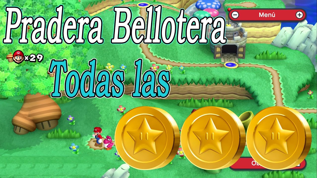 🌰Pradera bellotera. Todas las monedas💰 New Super Mario Bros U Deluxe😁