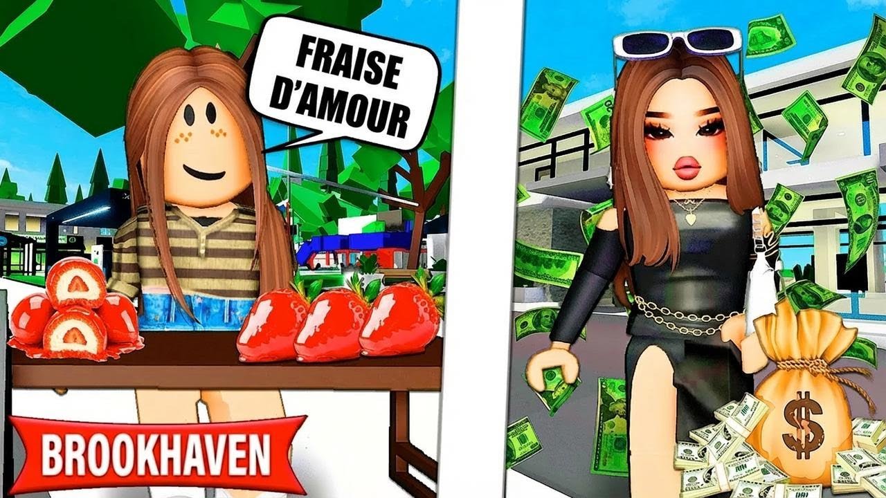 Une fillette devient riche en vendant des pommes d'amour ! | Histoires Brookhaven RP | Roblox