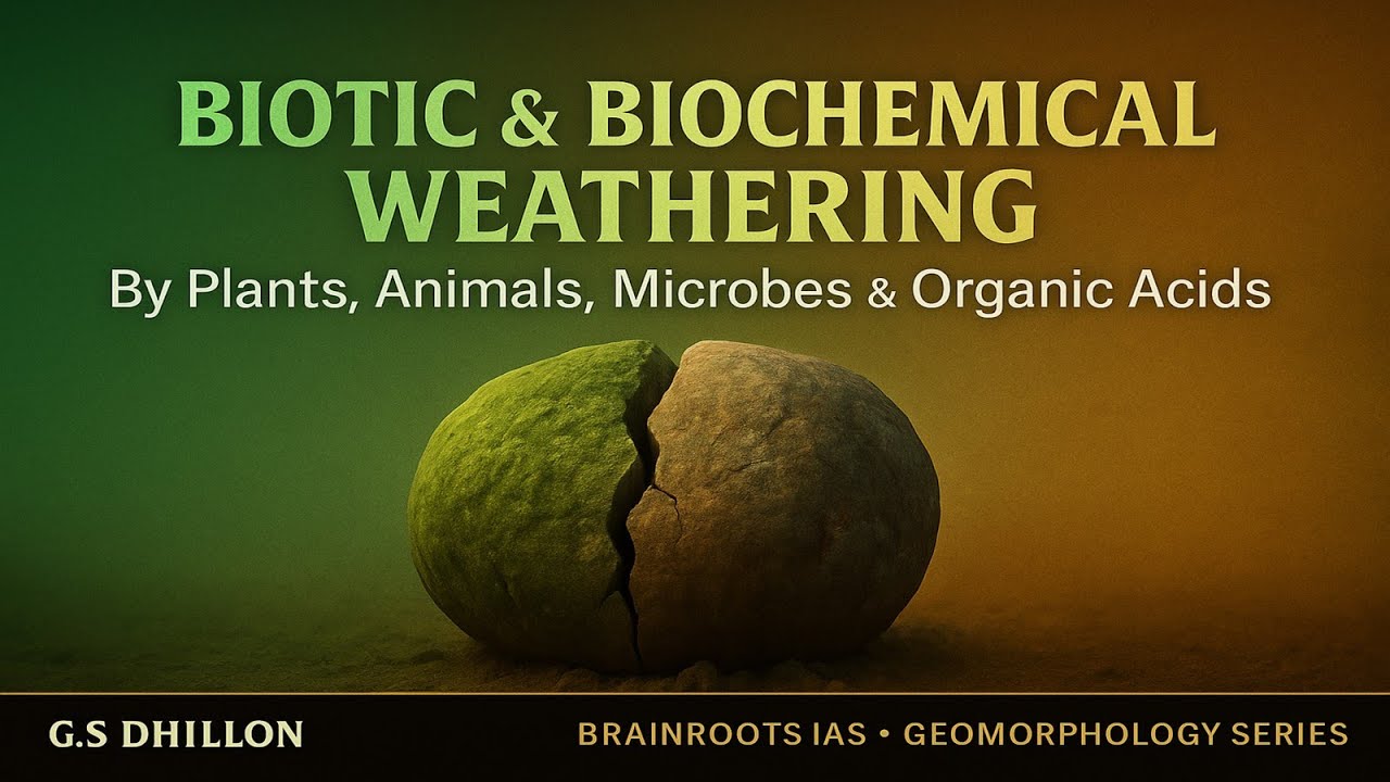 L55 - Biotic & Biochemical Weathering : The Living Forces Behind Weathering | UPSC IAS Geography