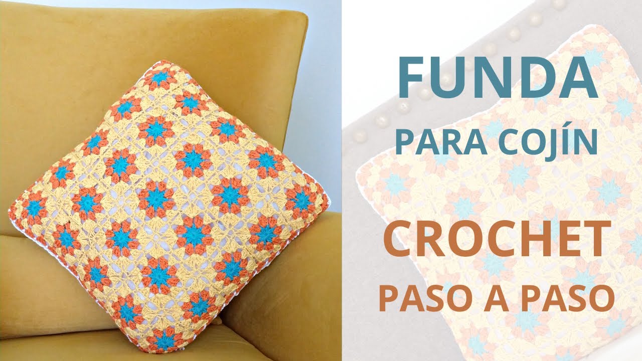Como tejer funda para cojín o almohadón con cudrados a crochet