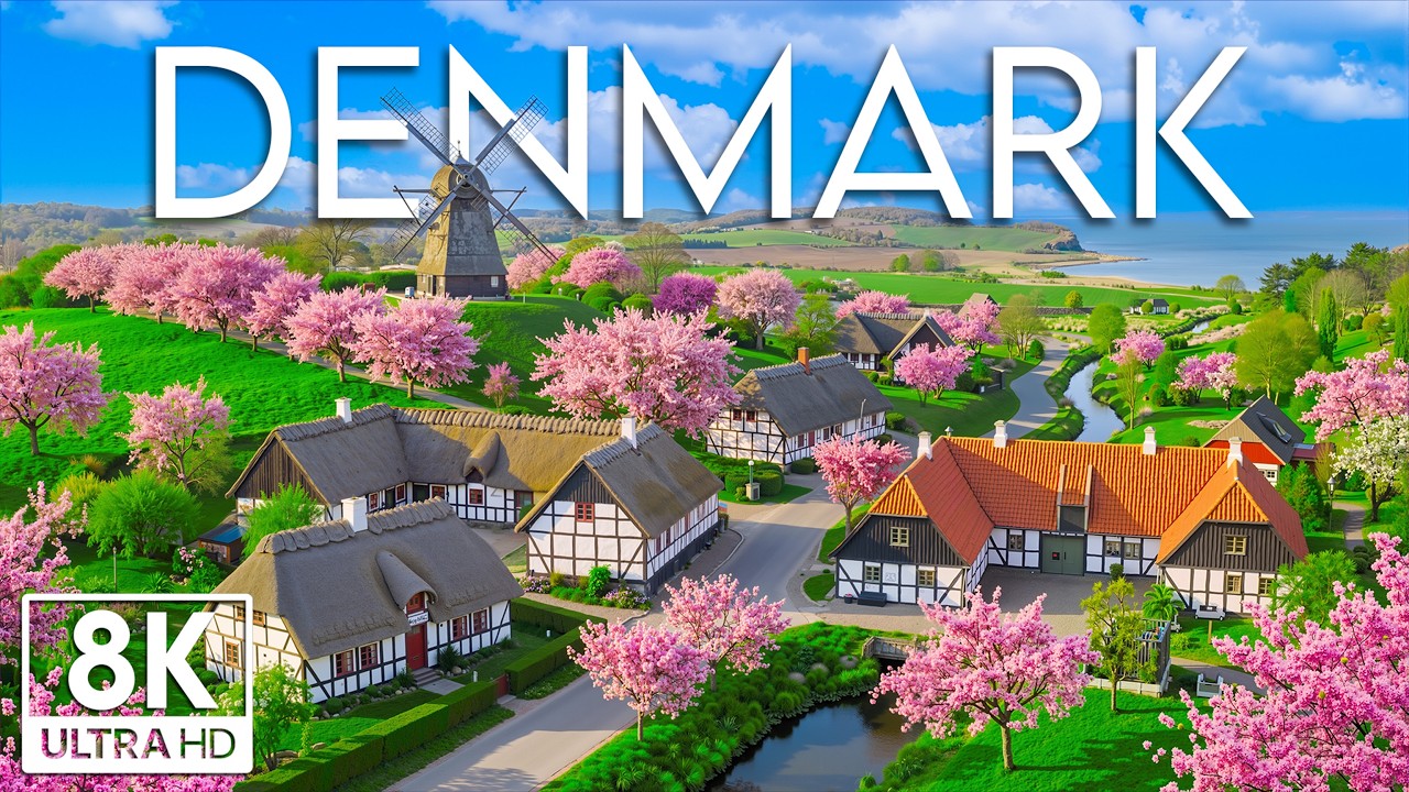 Spring In Denmark 8K UHD | Nordic Shores & Open Skies – Coastal Dunes, Quiet Villages & Gentle Light