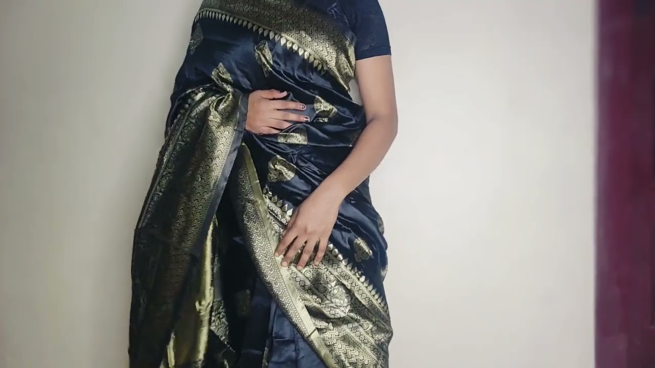 Black Silk Saree Draping 