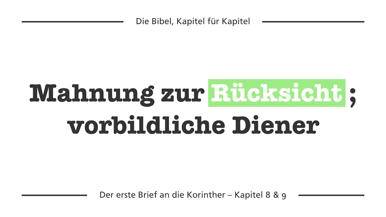 1.Kor 8 & 9 – Über Götzen und Vorbilder im Dienst