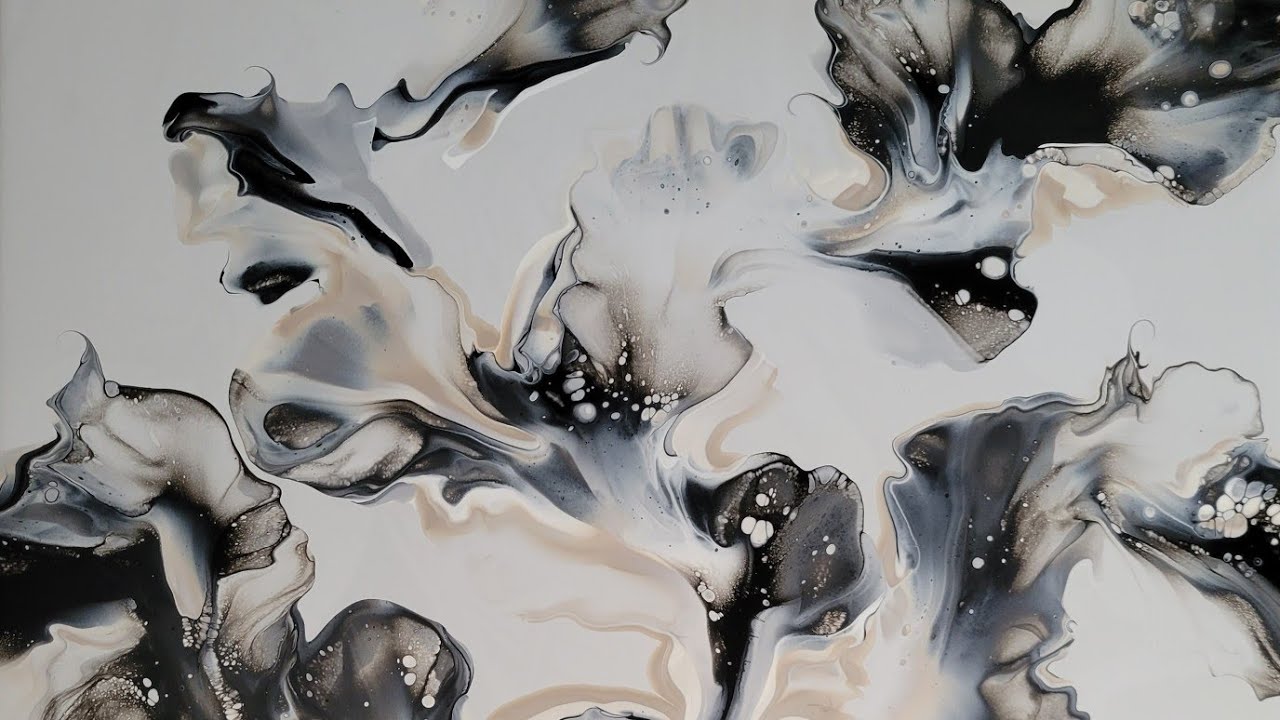 (287) DUTCH POUR on a LARGE Canvas Using NEUTRAL COLORS - ELEGANT FLUID ART
