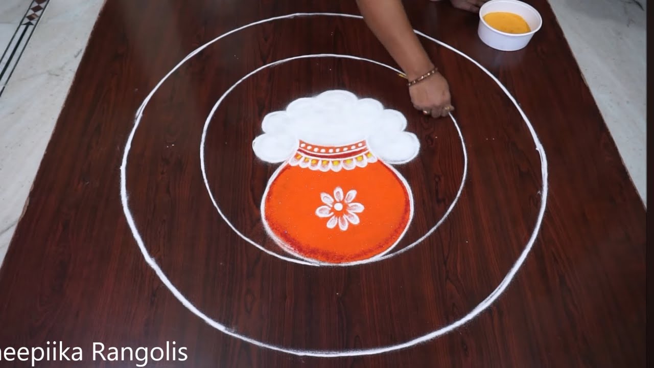bhogi kundala muggulu|Pongal pot rangoli kolam|bhogi kolams#sankranti muggulu#Rang Rangoli